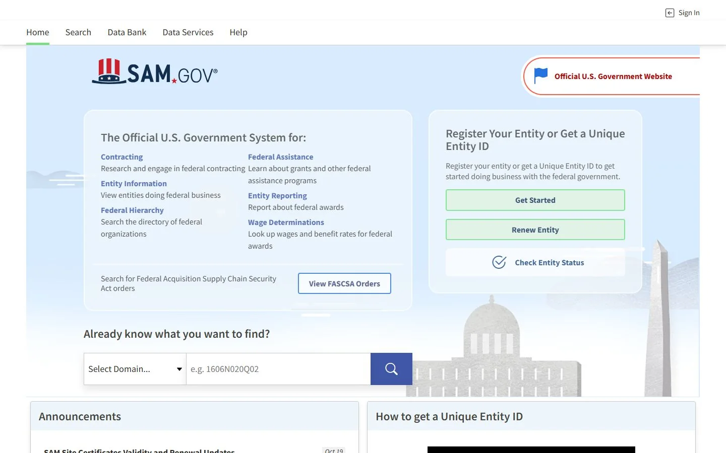 SAM.gov · Website screenshot