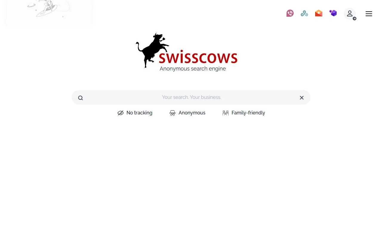 Swisscows – Ansicht der Anbieter-Website