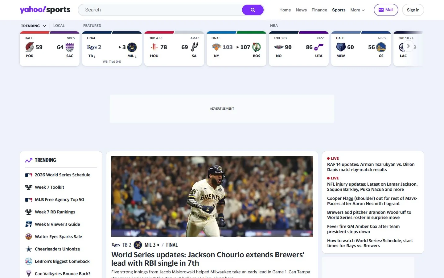 Yahoo Sports · Website screenshot
