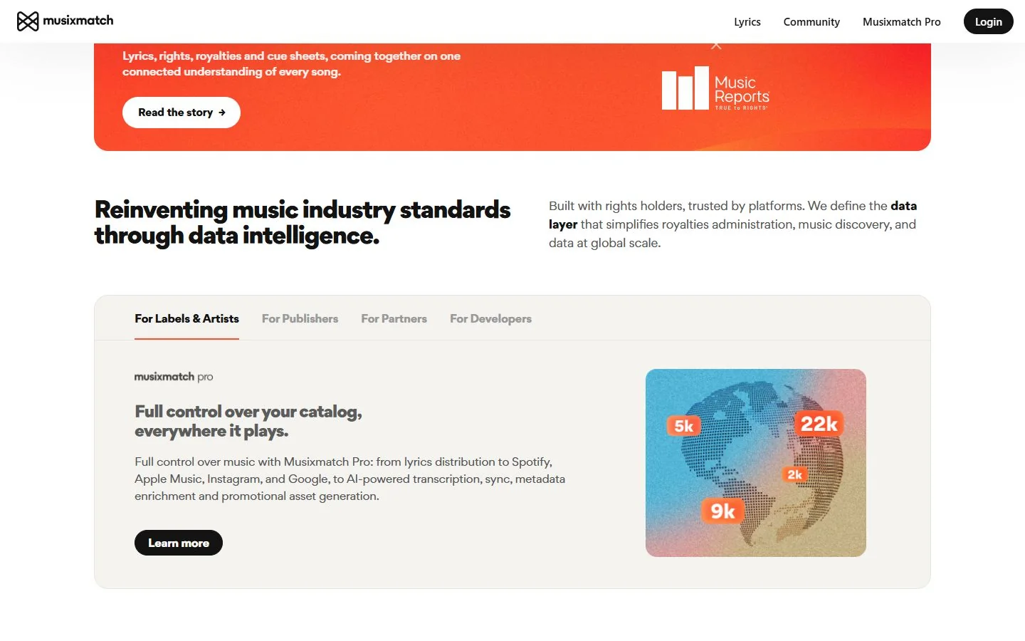 Musixmatch — Official website screenshot