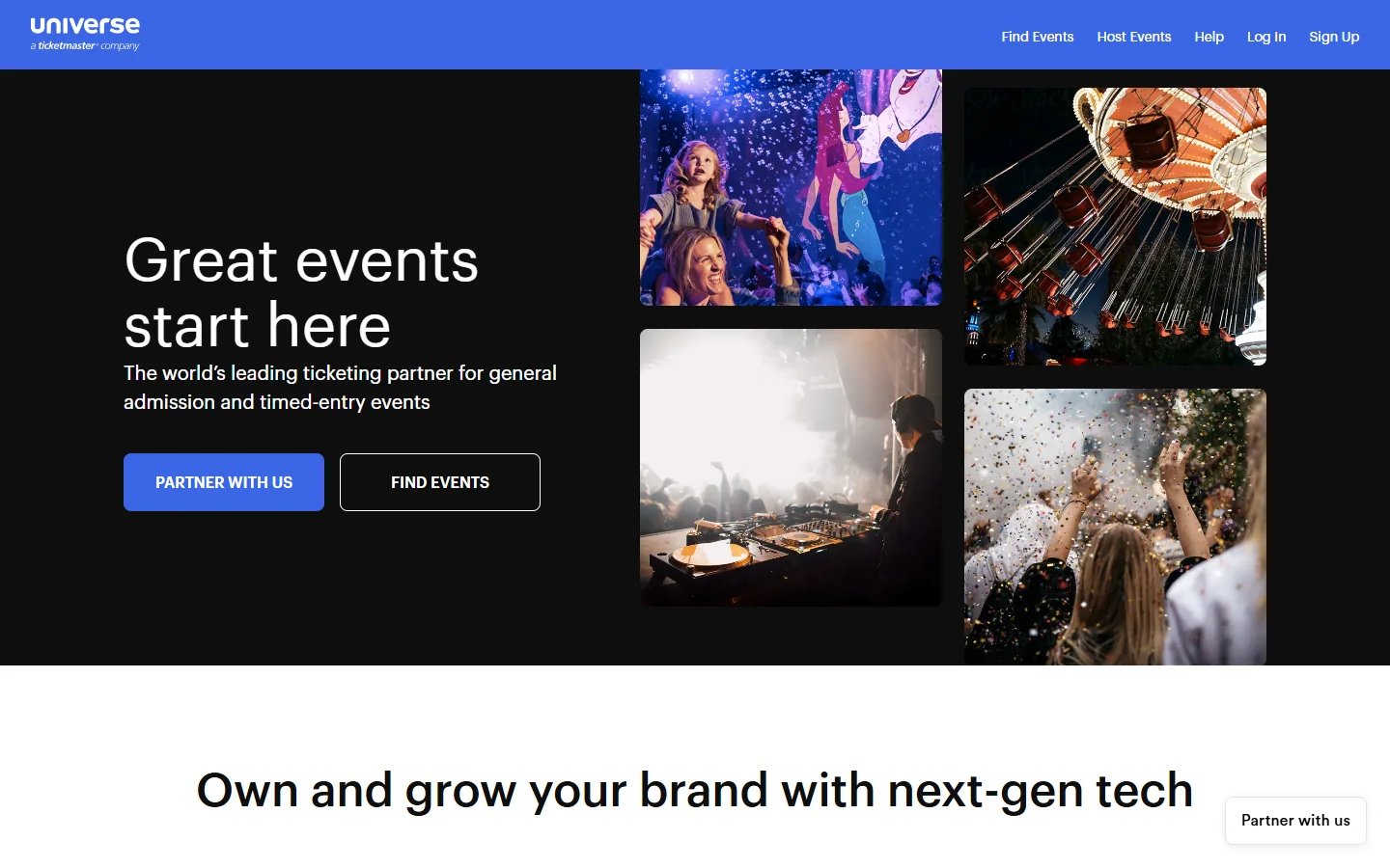 Universe · Website screenshot