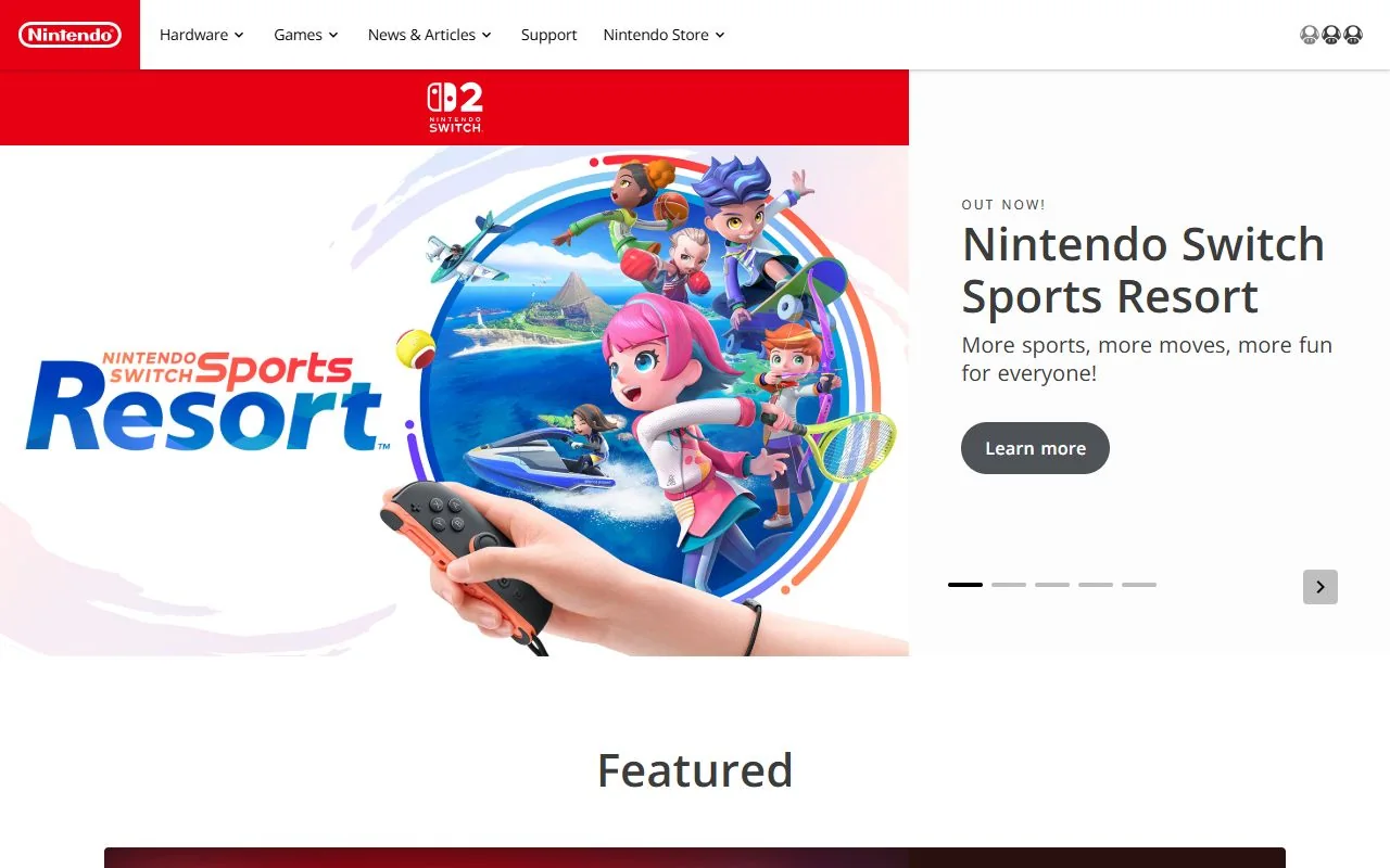 Nintendo UK — Official website screenshot · Australian edition
