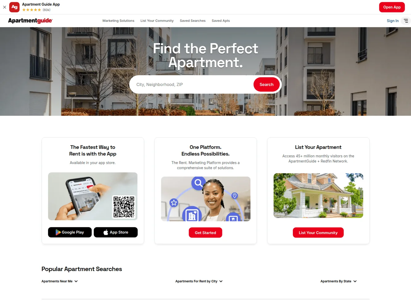 Apartment Guide · Website screenshot