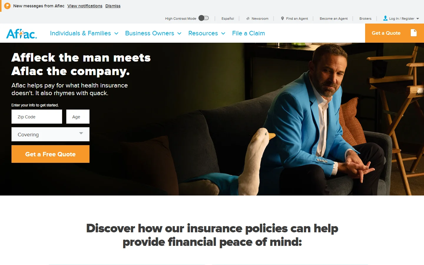 Aflac · Website screenshot