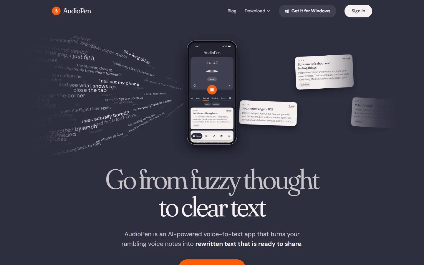 AudioPen · Website screenshot