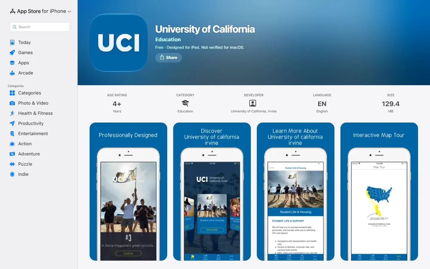 University of California, Irvine · Official University of California app listing (US)