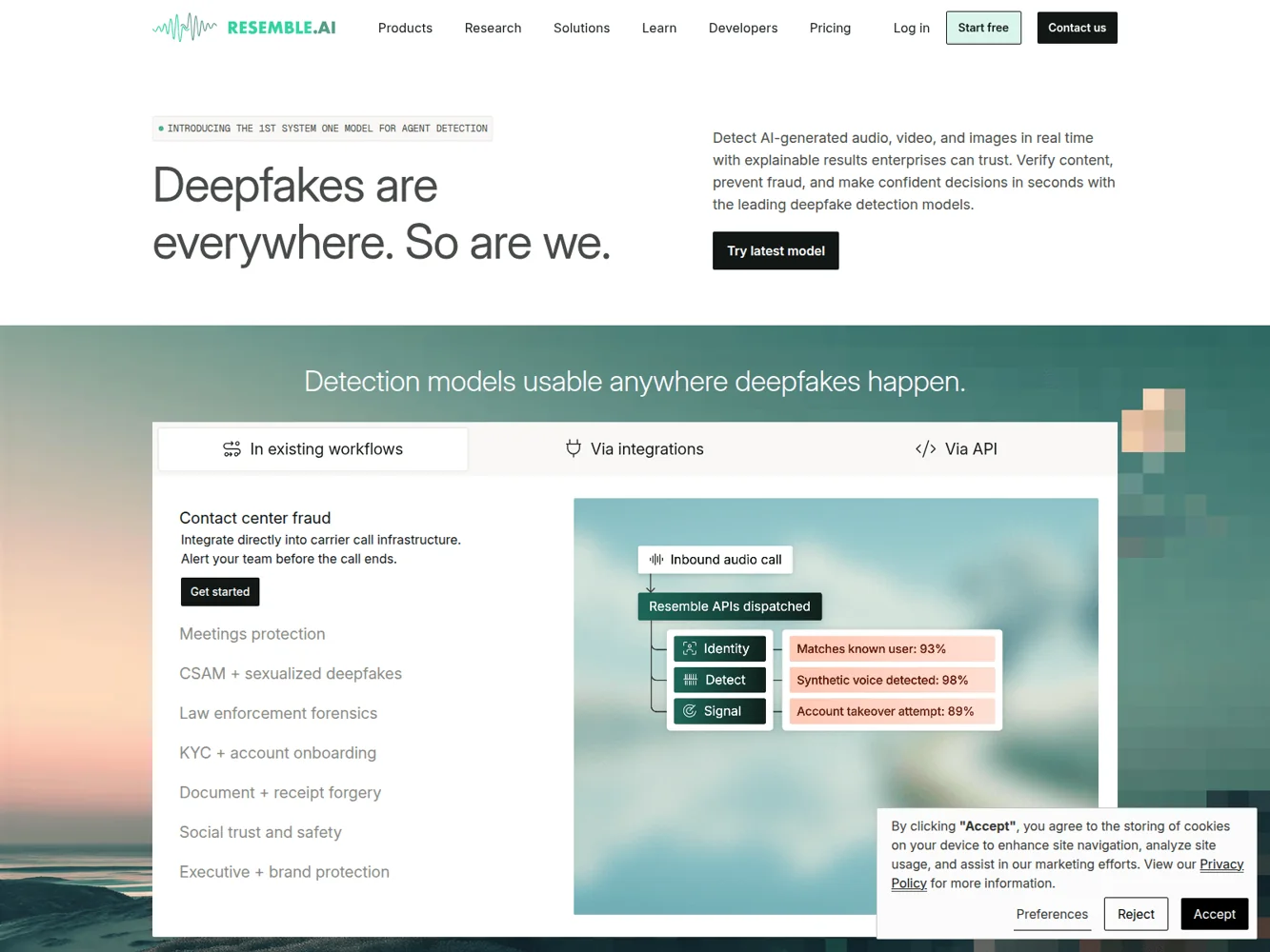 Resemble AI · Website screenshot