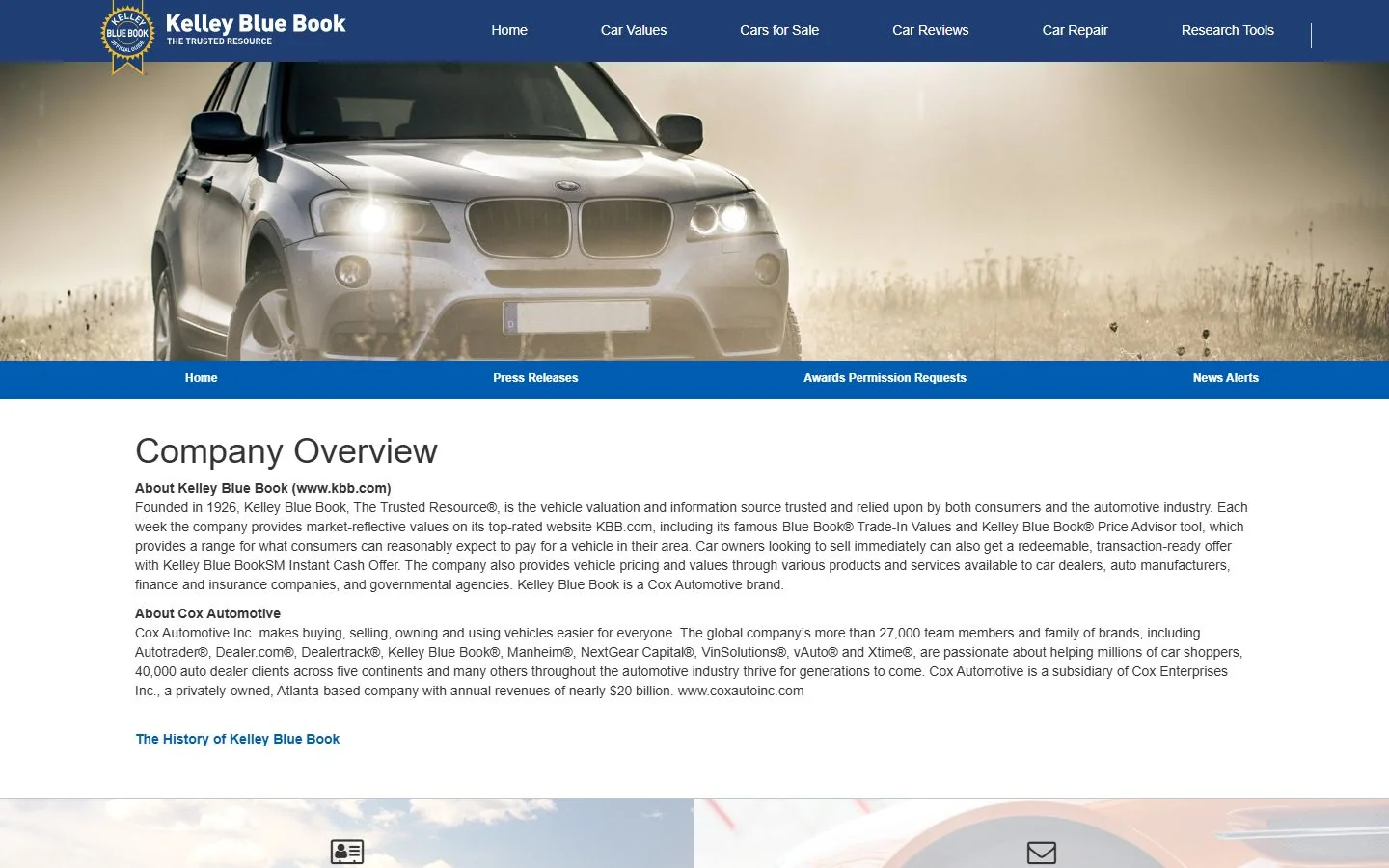 Kelley Blue Book · Website screenshot