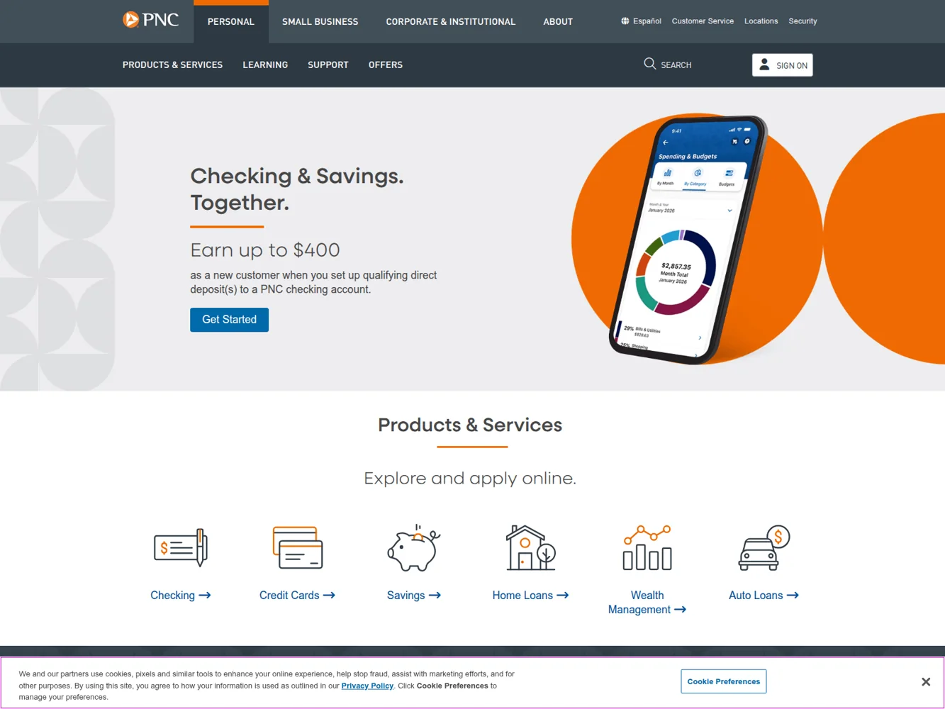 PNC · Website screenshot