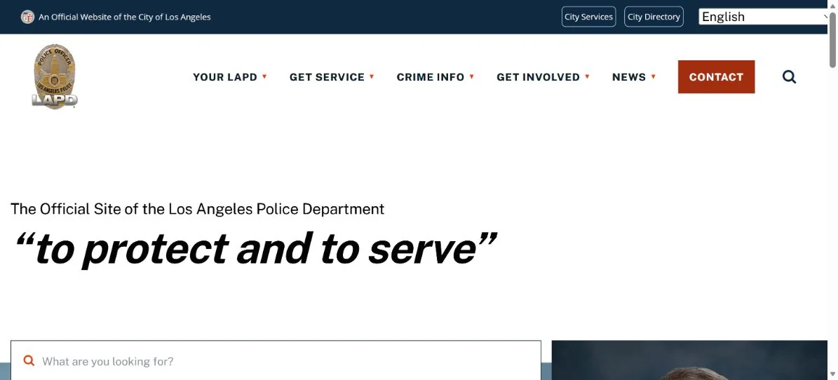 Los Angeles Police Department · Website screenshot