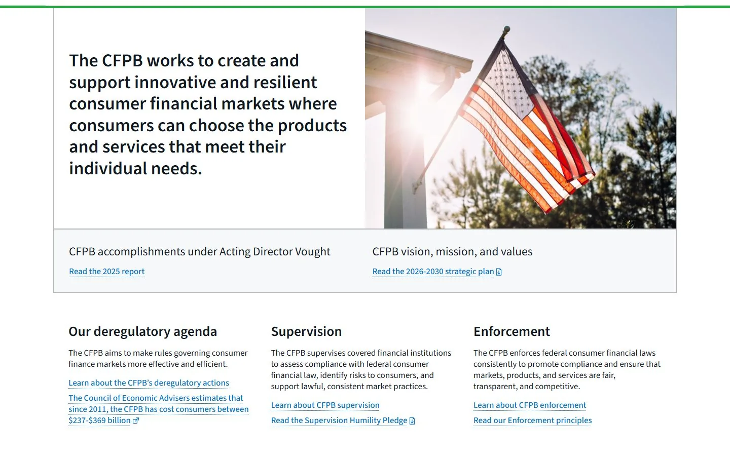 Consumer Financial Protection Bureau · Website screenshot