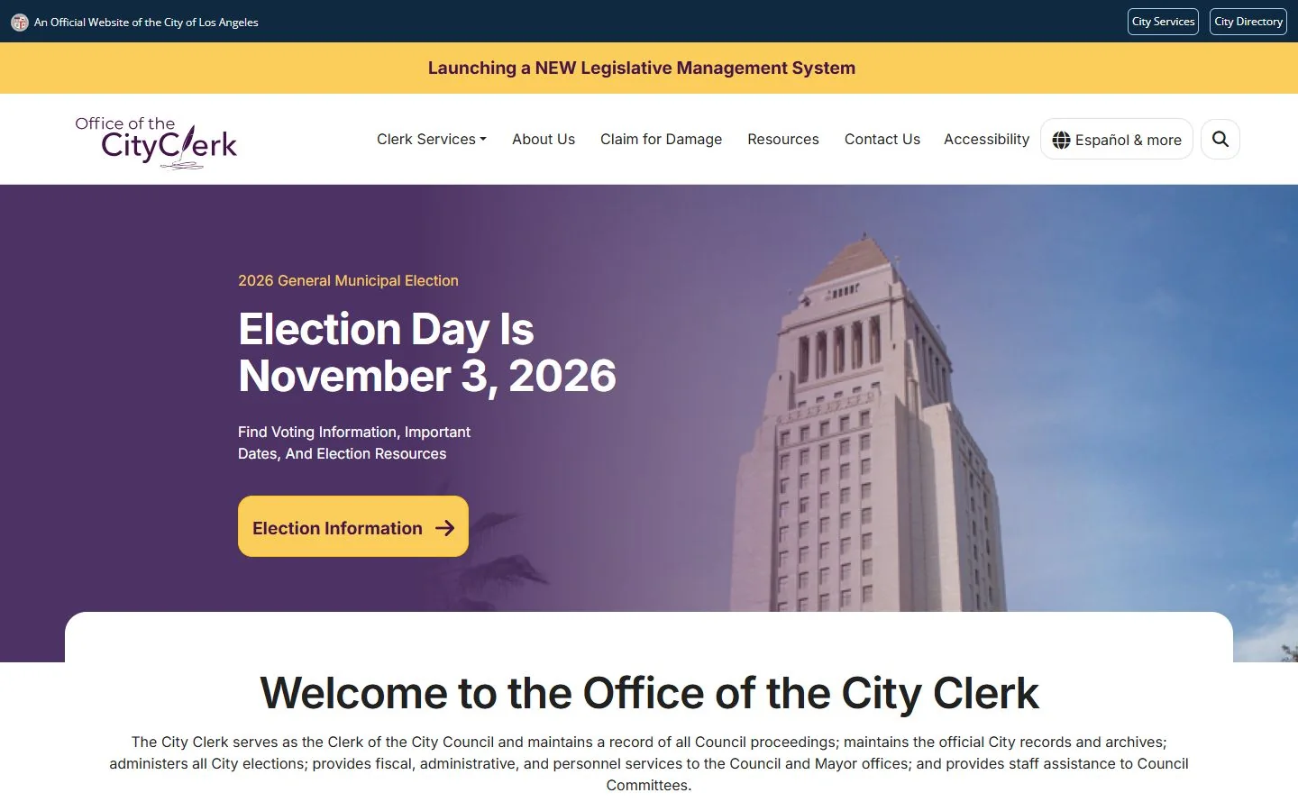 Los Angeles City Clerk · Website screenshot