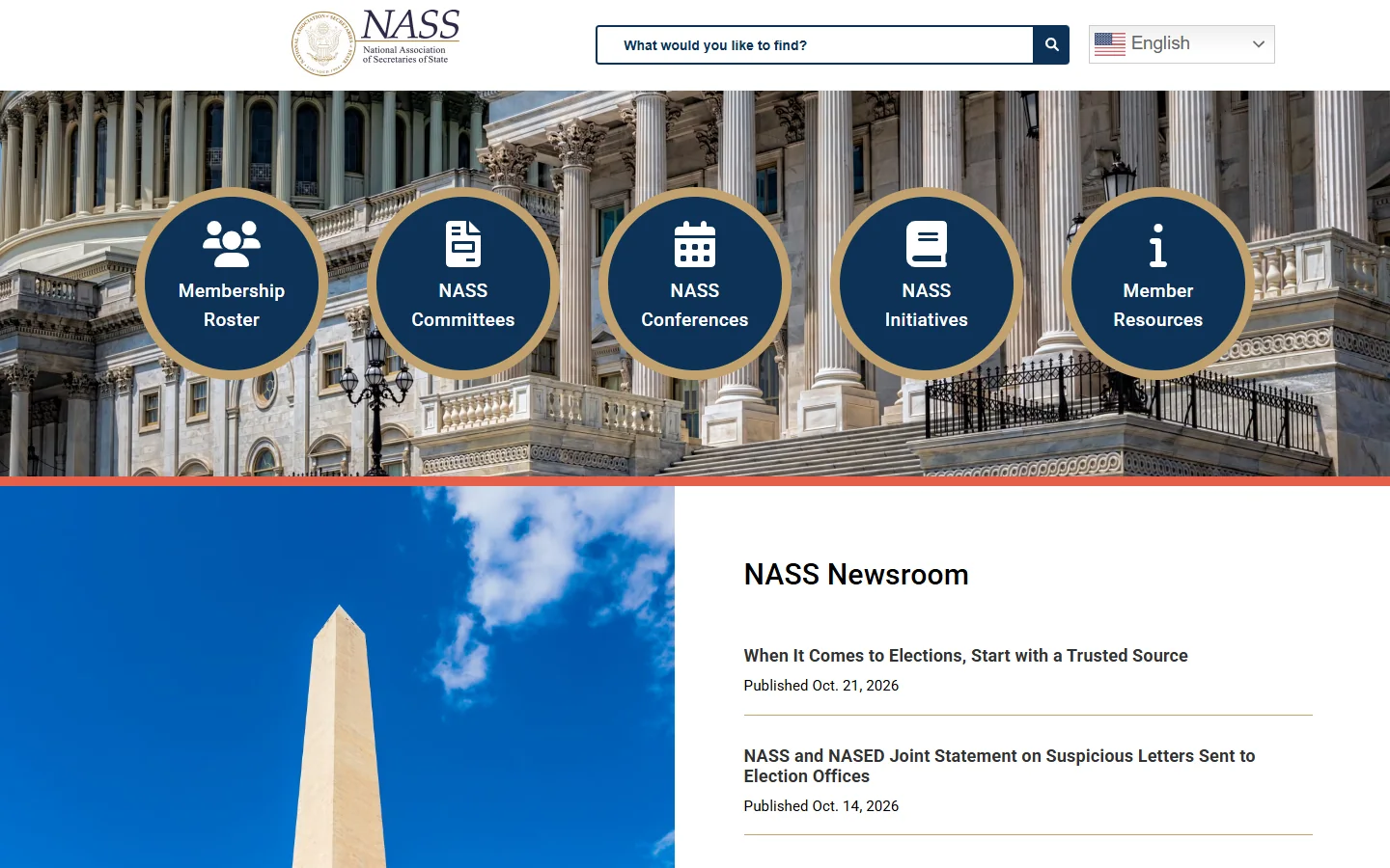 National Association of Secretaries of State · Website screenshot