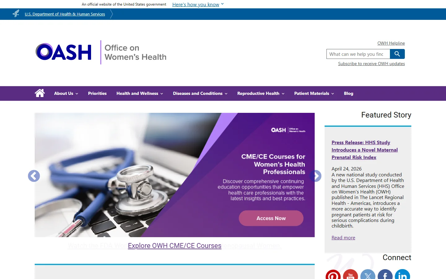 Office on Women's Health · Website screenshot