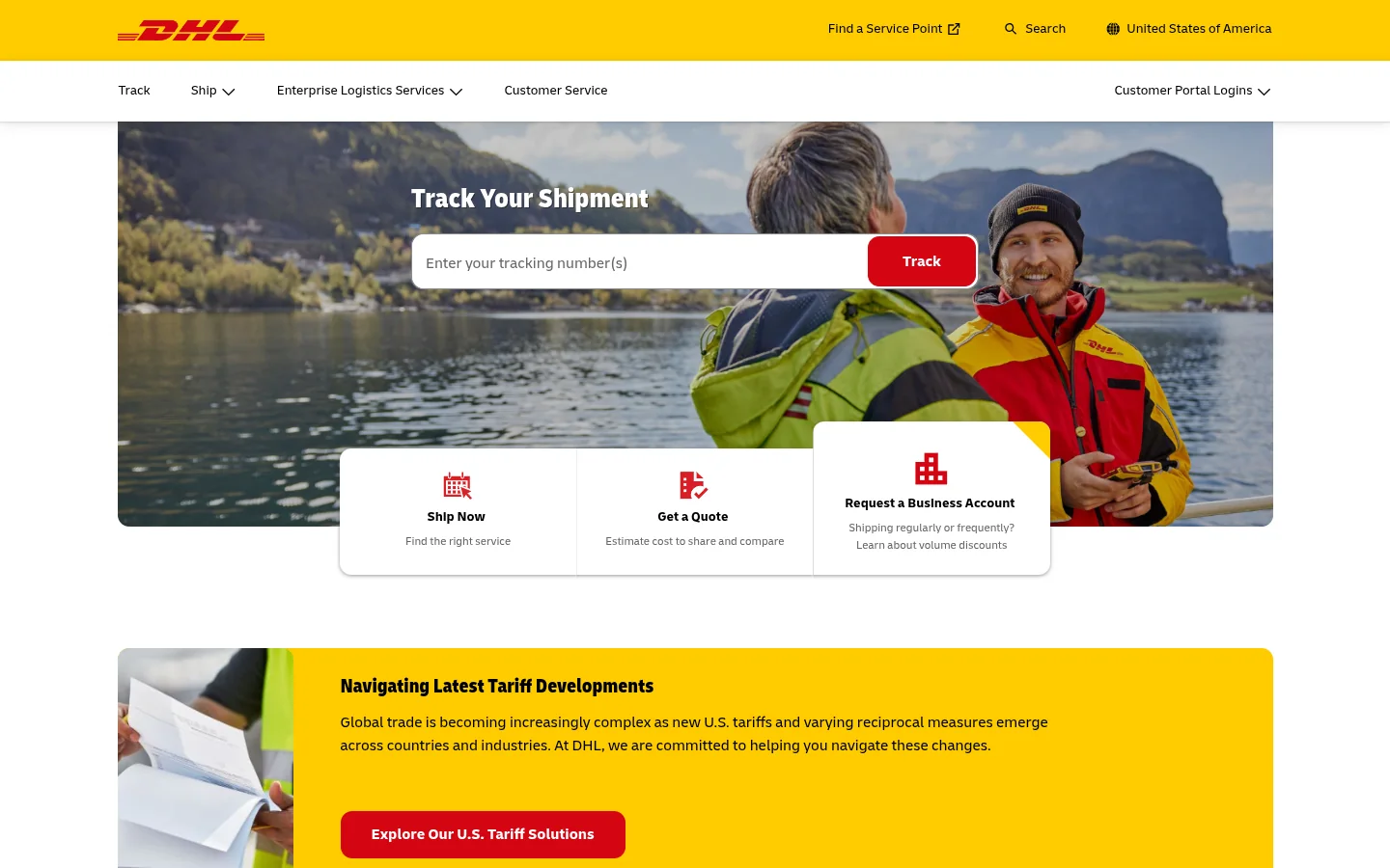 DHL US · Website screenshot