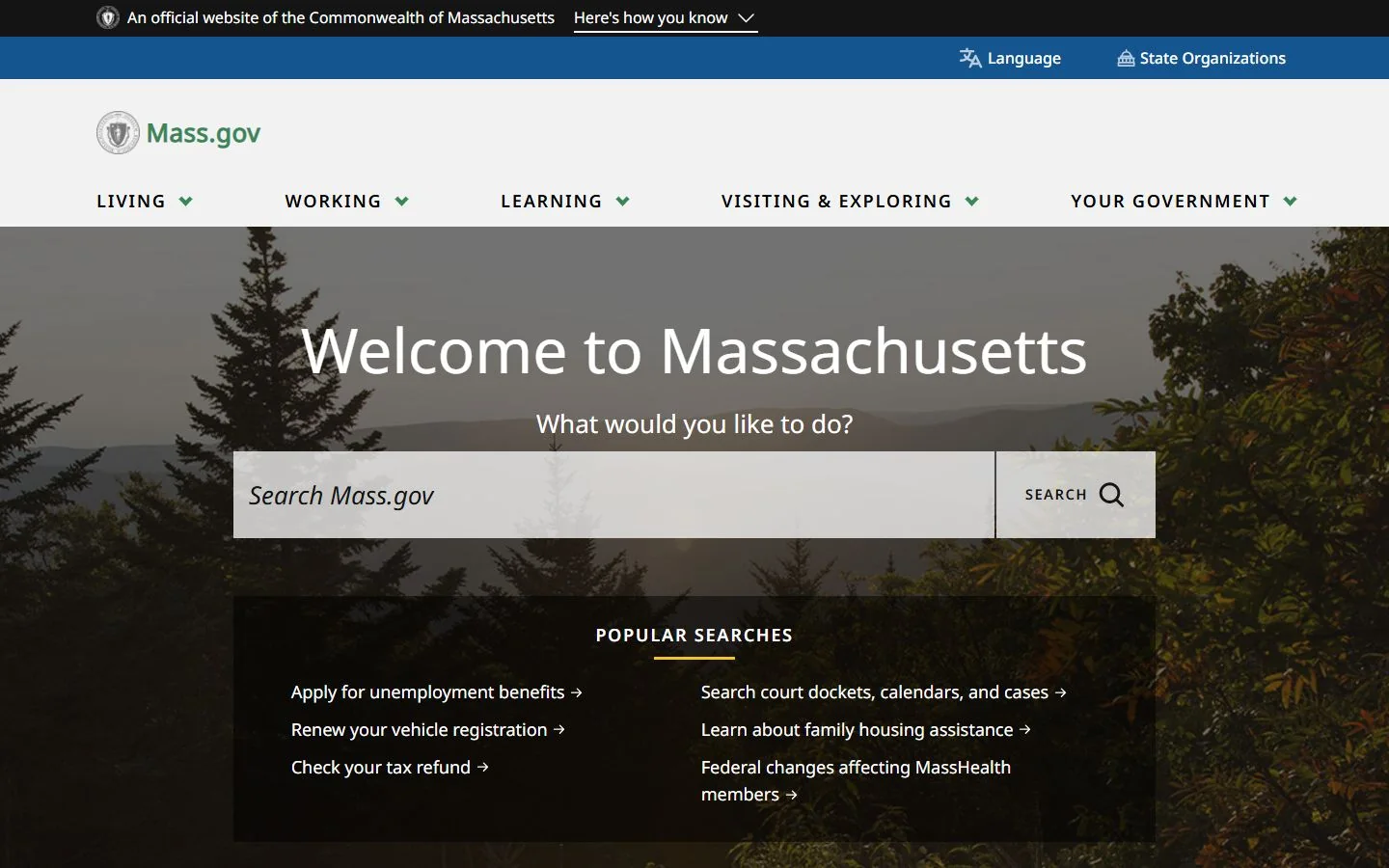 Massachusetts · Website screenshot