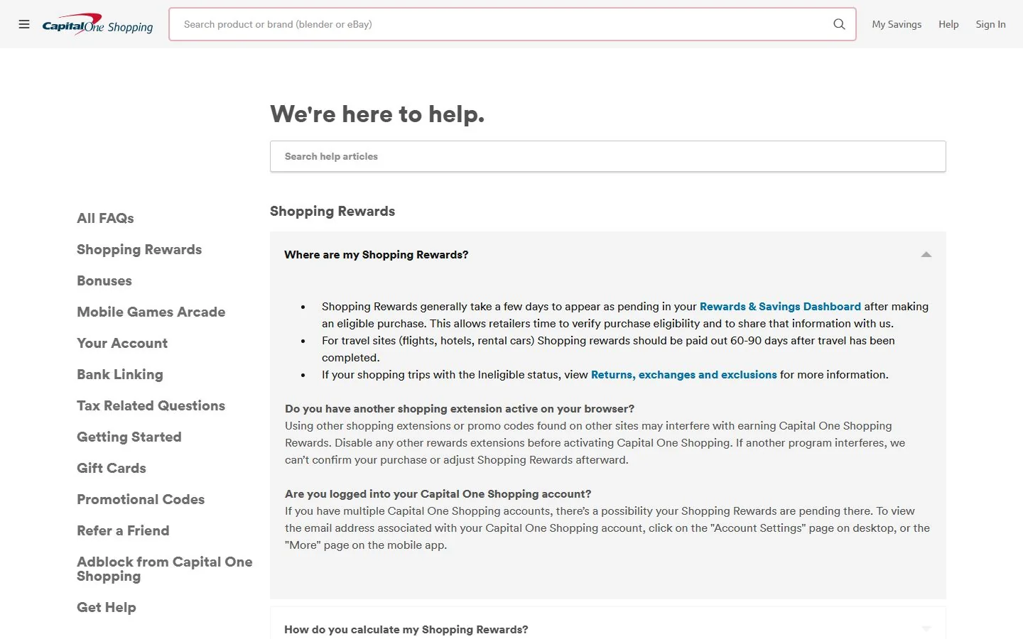 Capital One Shopping · Website screenshot