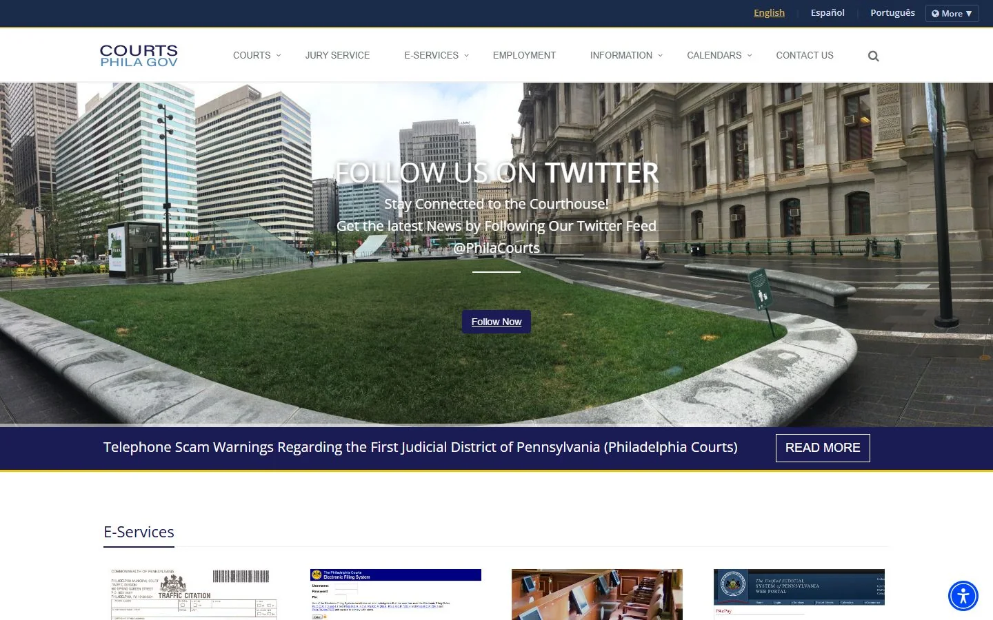 First Judicial District of Pennsylvania · Website screenshot