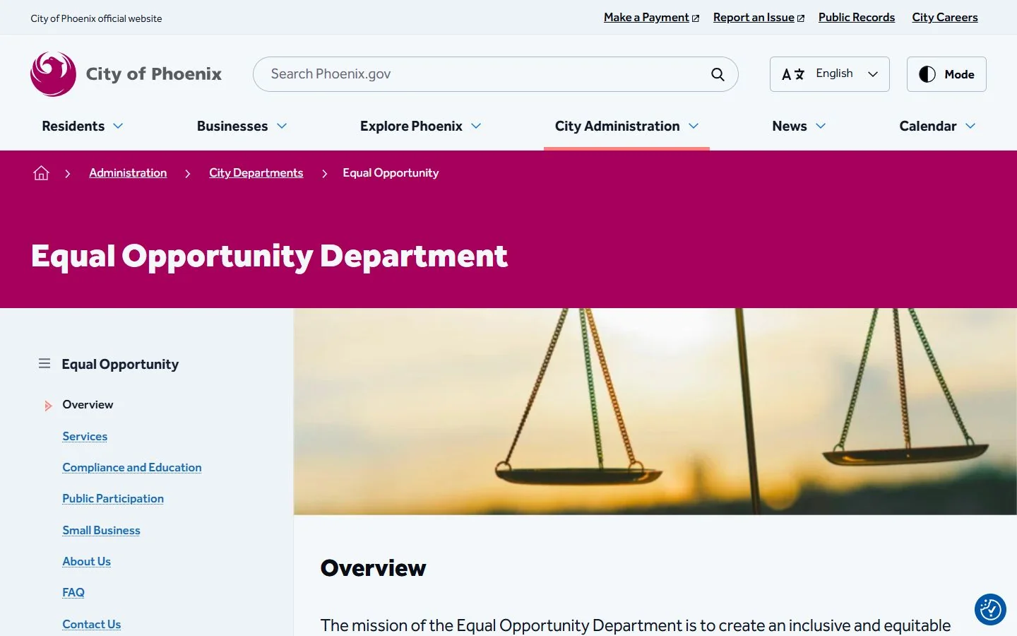 Phoenix Equal Opportunity · Website screenshot