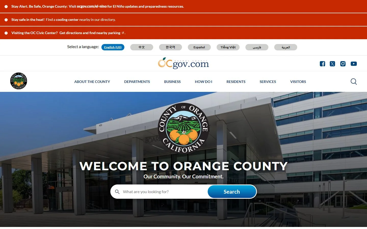 Orange County, CA · Website screenshot