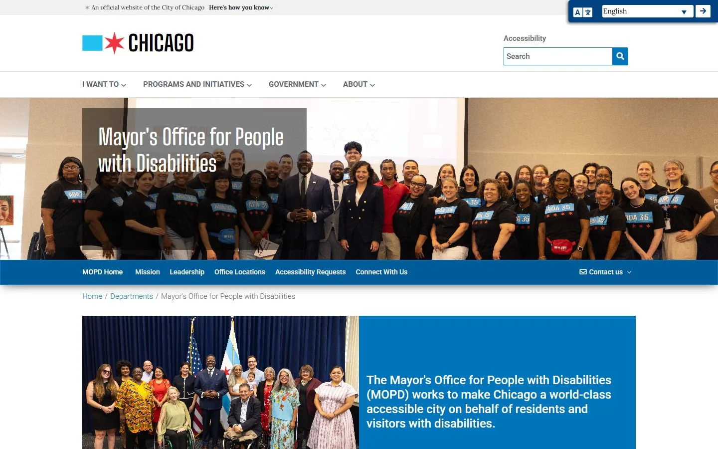 Chicago Office for People with Disabilities · Website screenshot