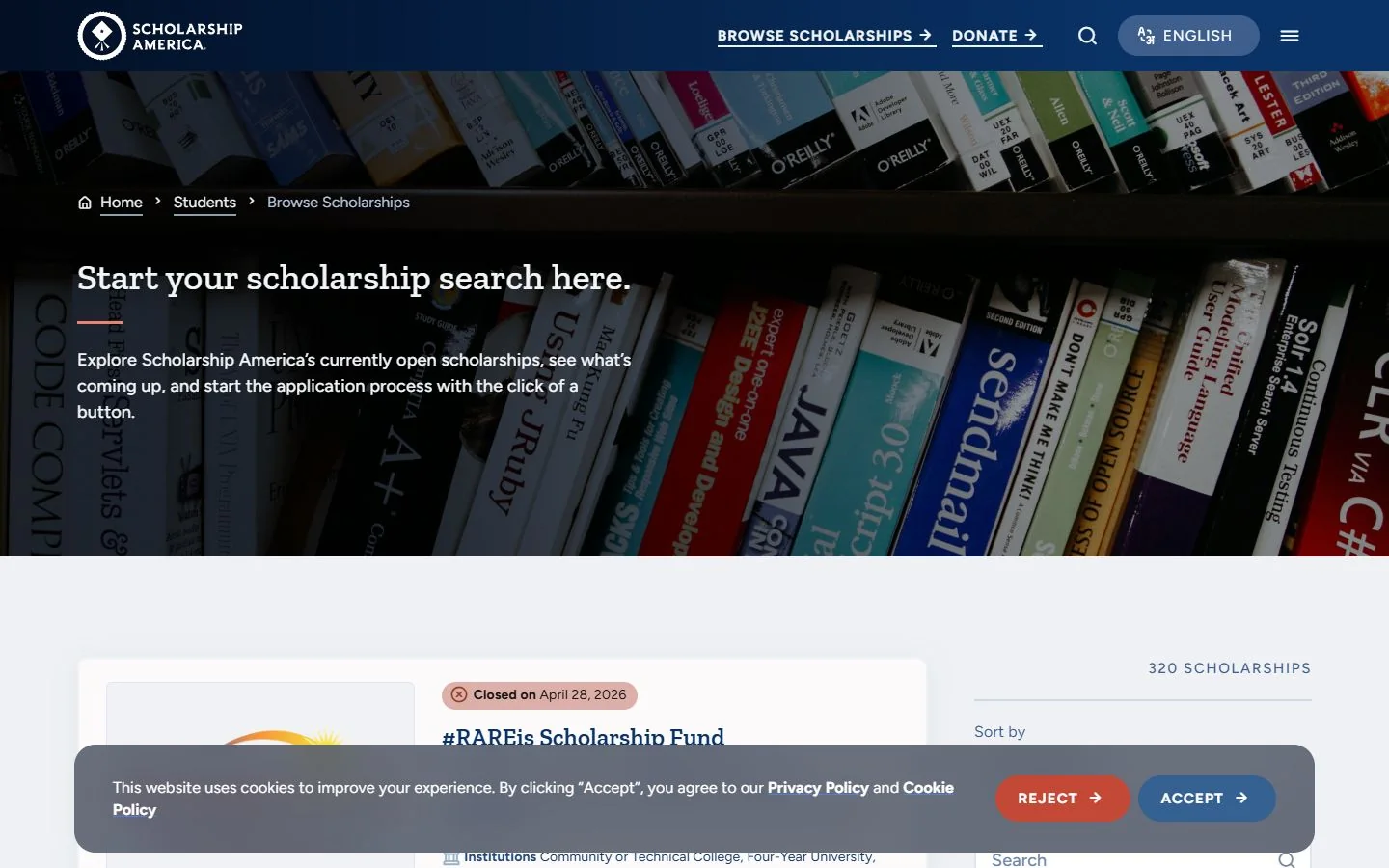 Scholarship America · Website screenshot