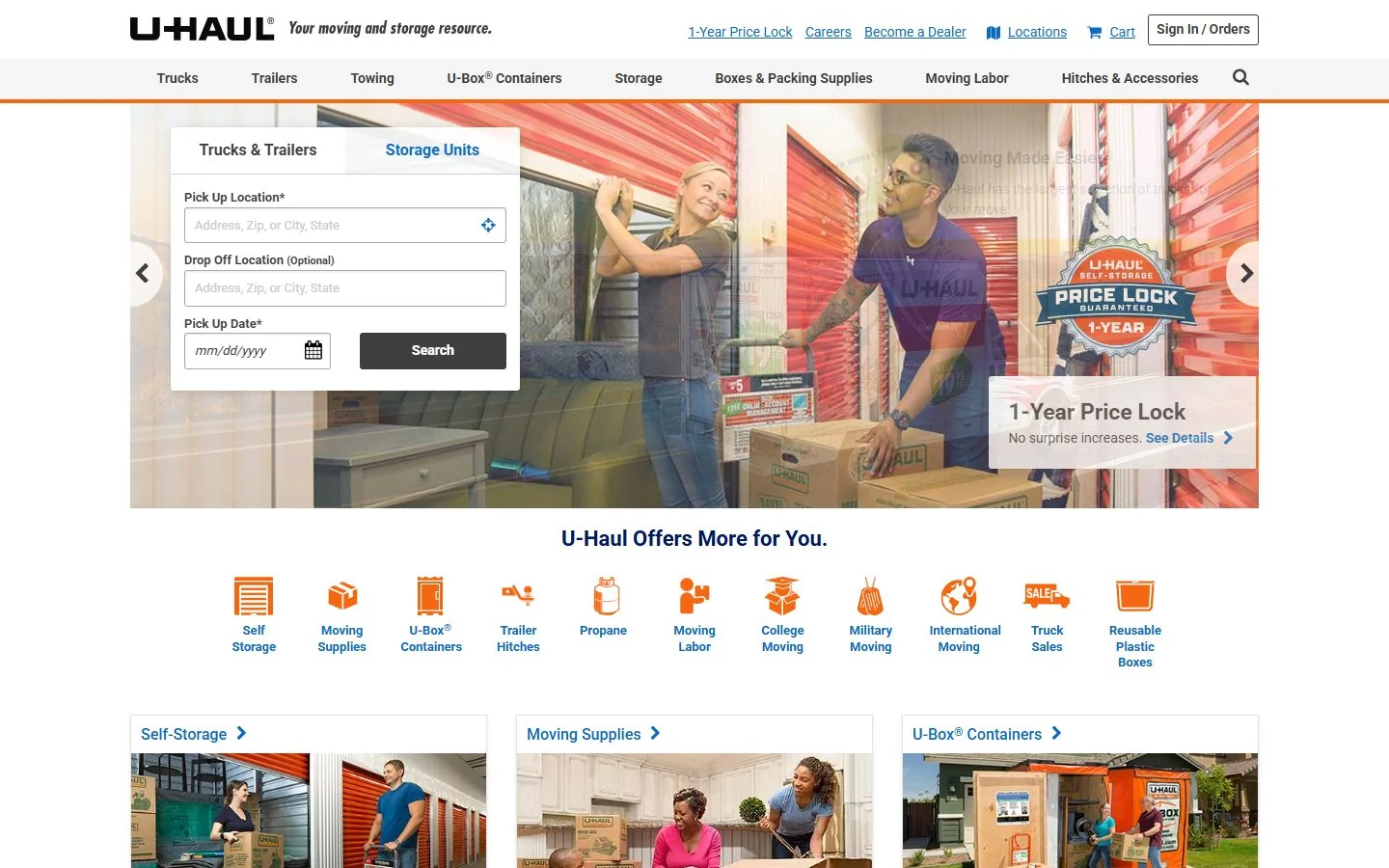 U-Haul · Website screenshot