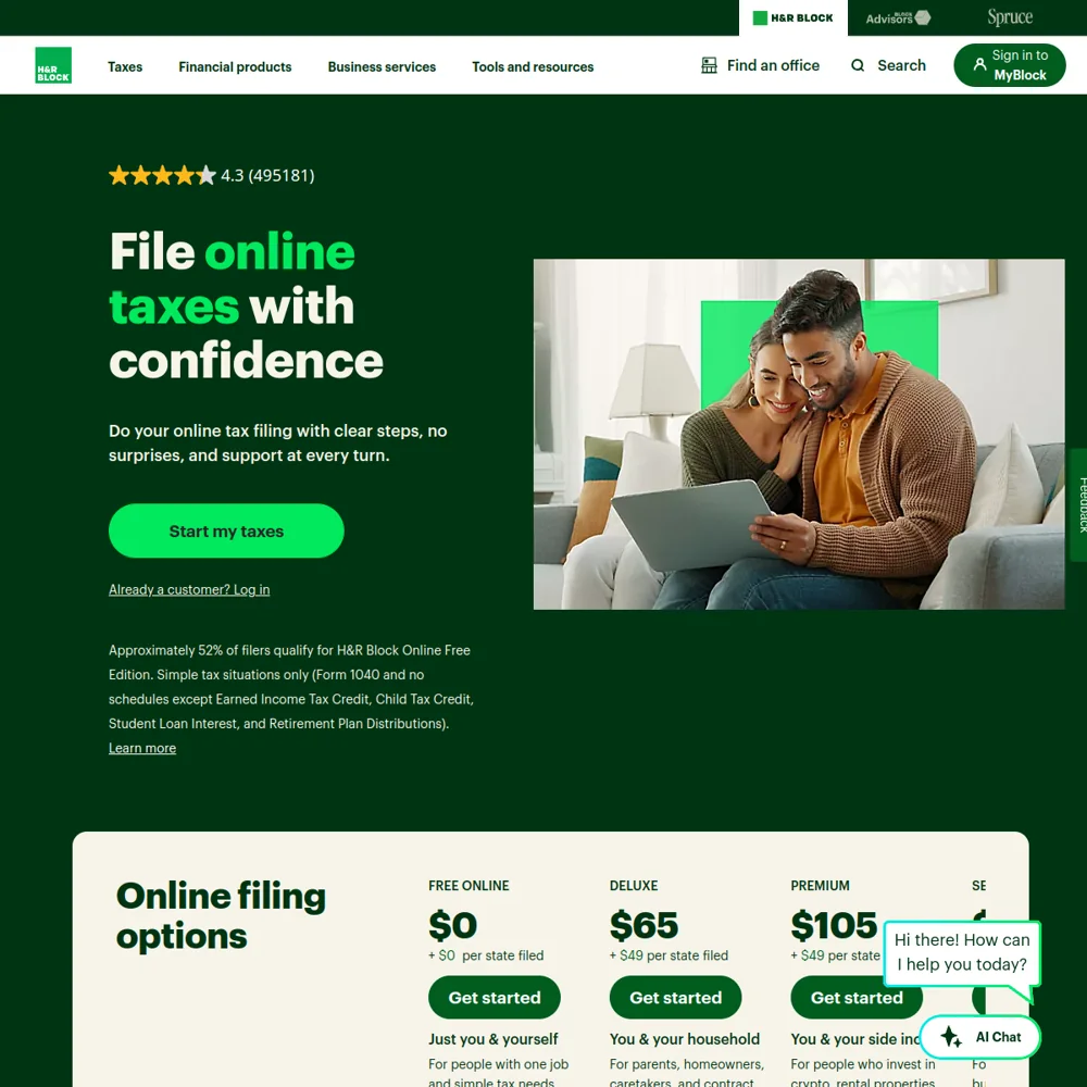 H&R Block · Website screenshot