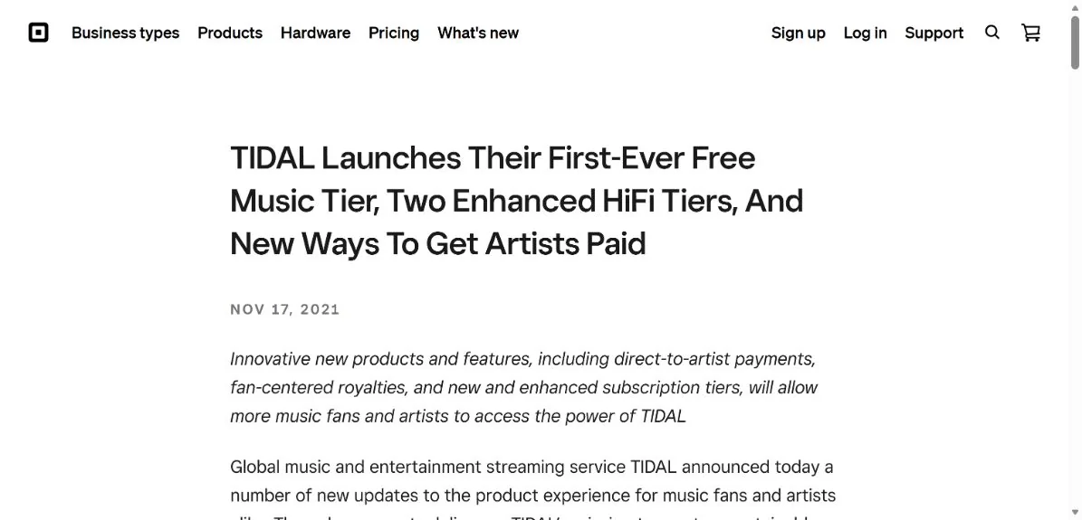Tidal · Official announcement (2021)