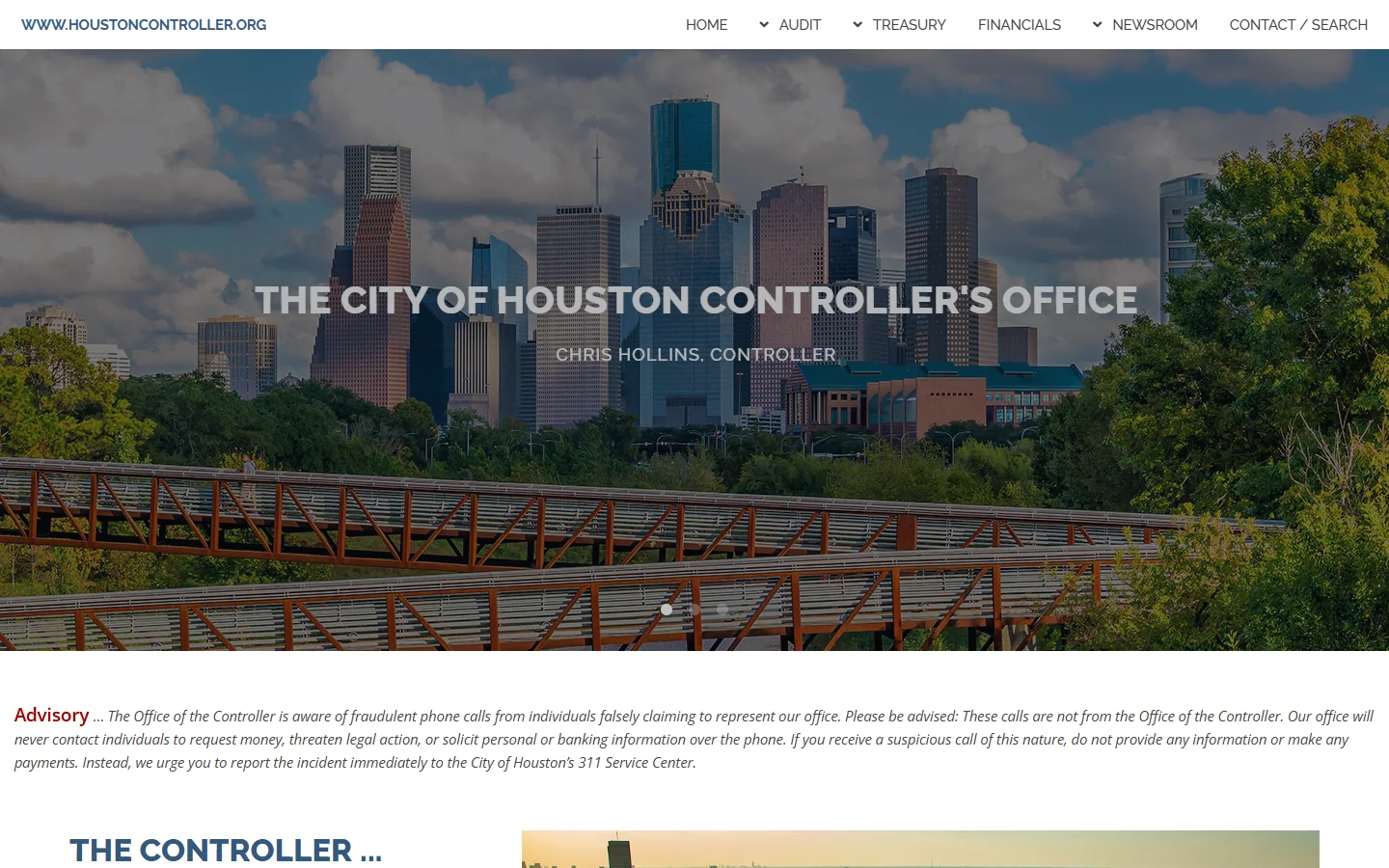 Houston City Controller · Website screenshot