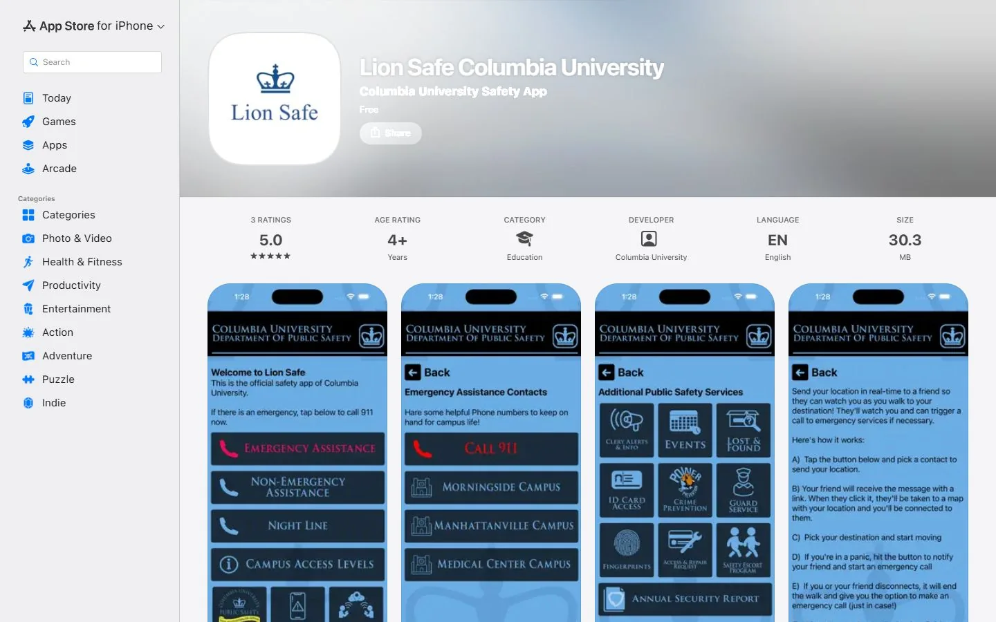 Columbia University in the City of New York · Official Lion Safe Columbia University app listing (US)