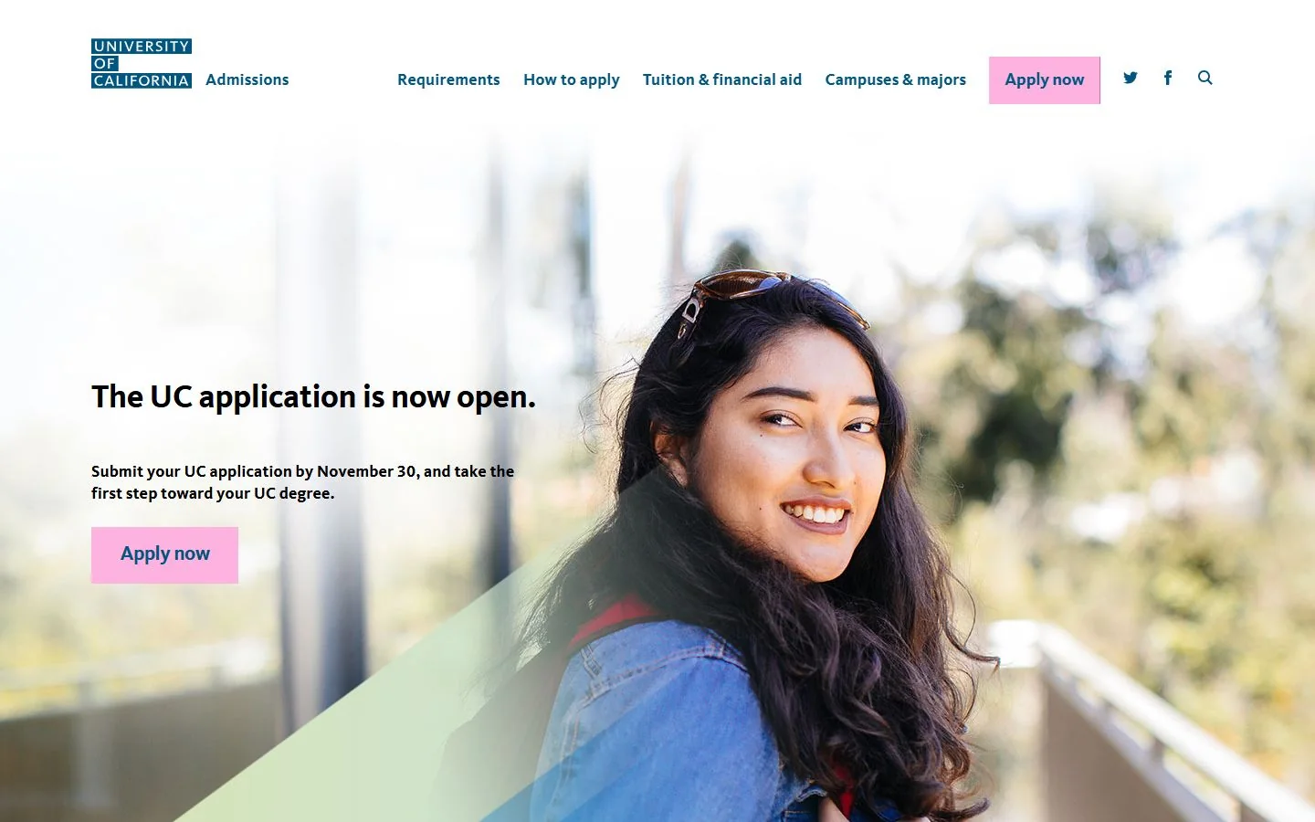 University of California Admissions · Website screenshot