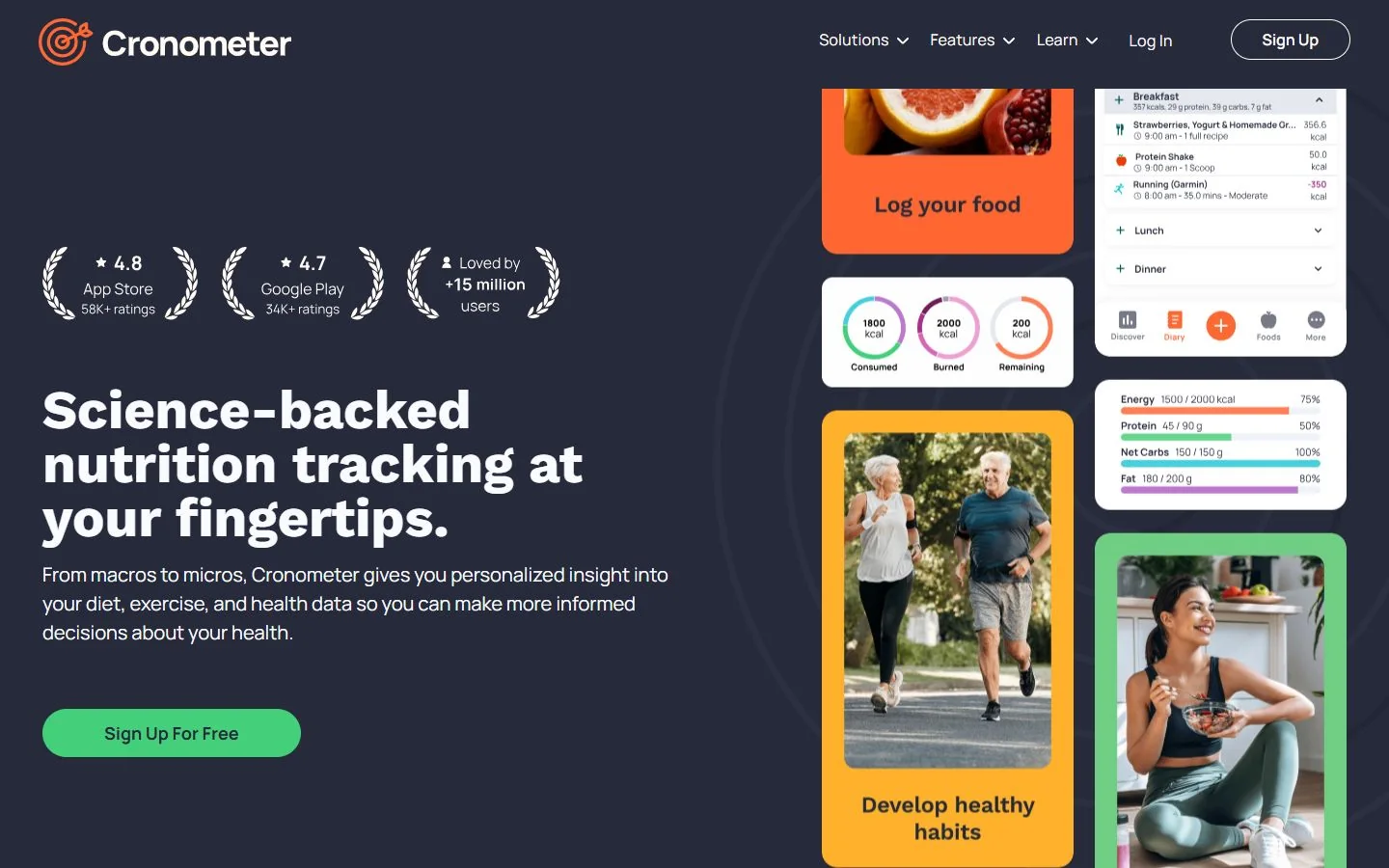 Cronometer · Website screenshot