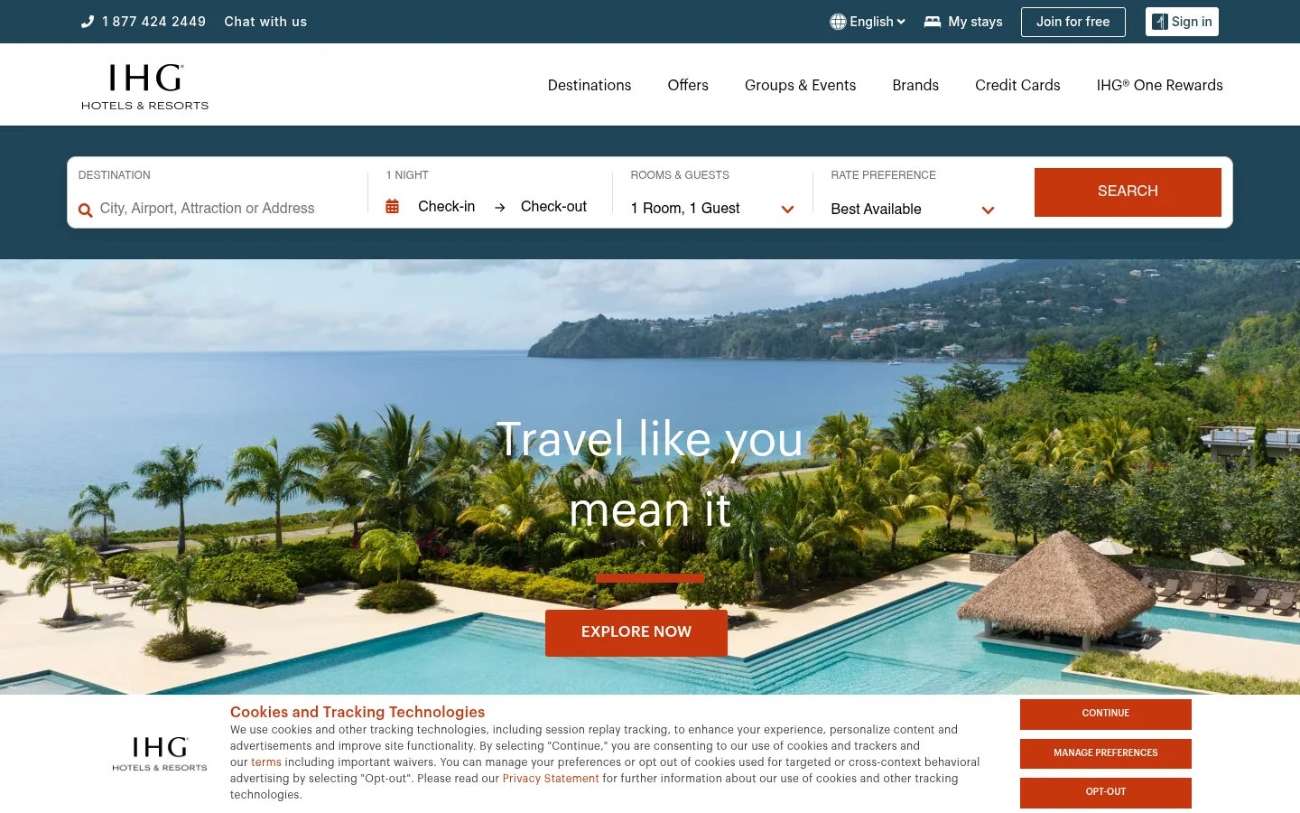IHG · Website screenshot