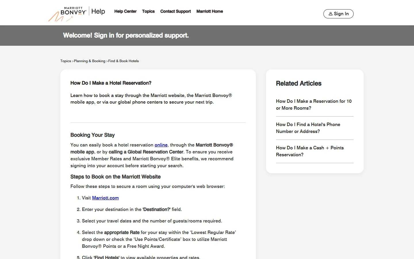 Marriott — Official website screenshot