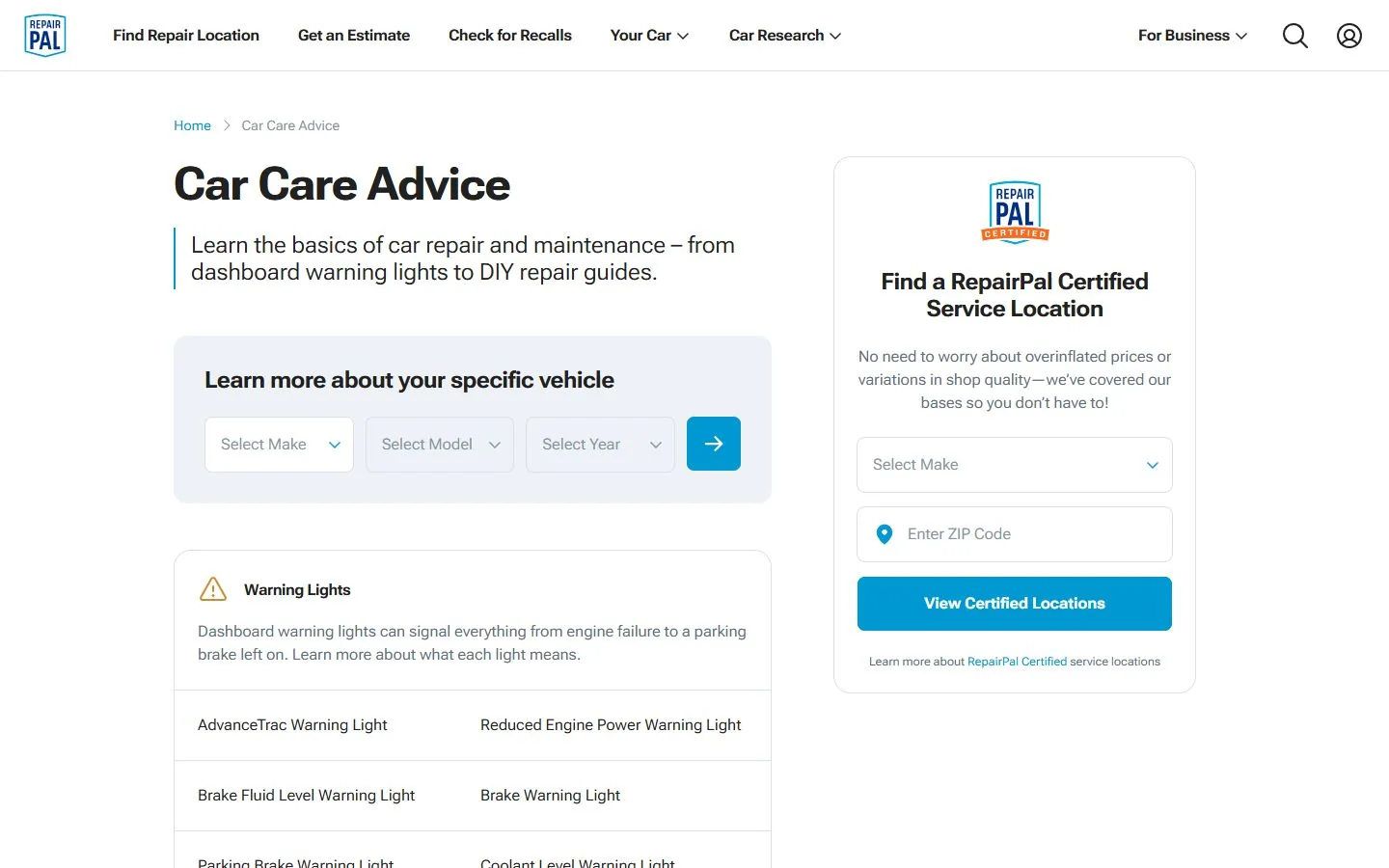 RepairPal · Website screenshot