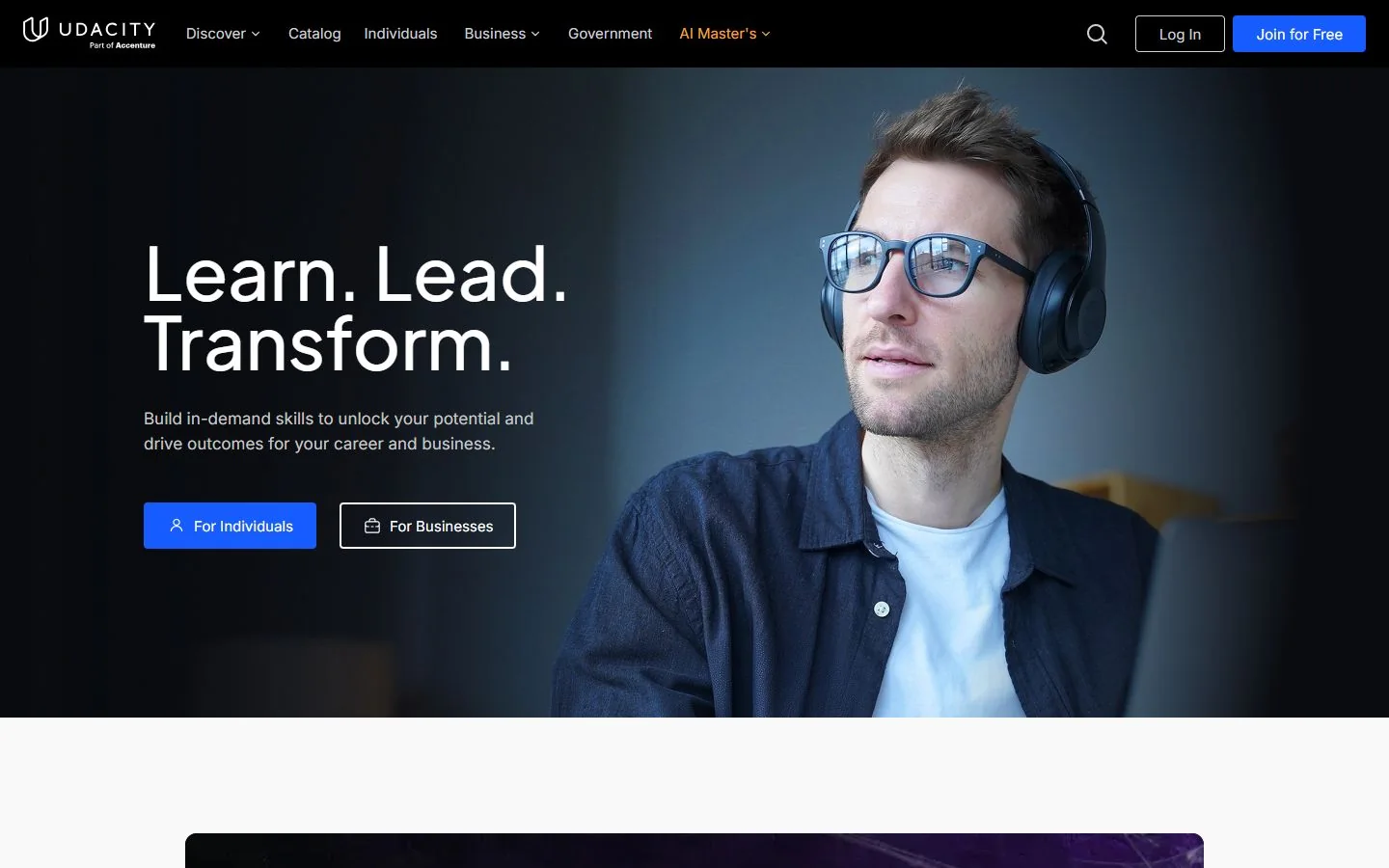 Udacity – Ansicht der Anbieter-Website