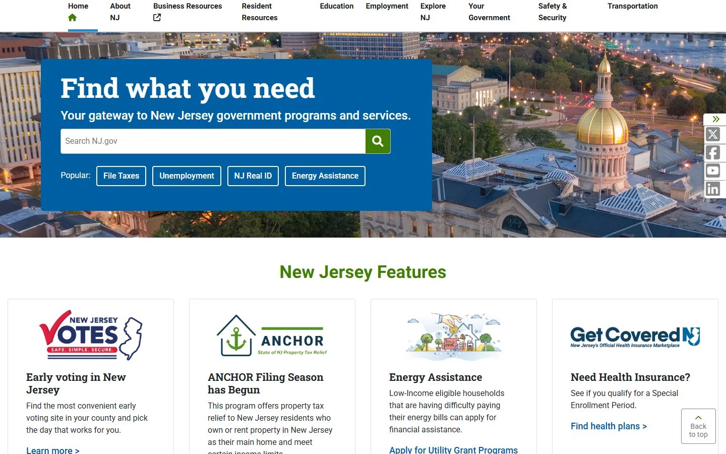 New Jersey · Website screenshot
