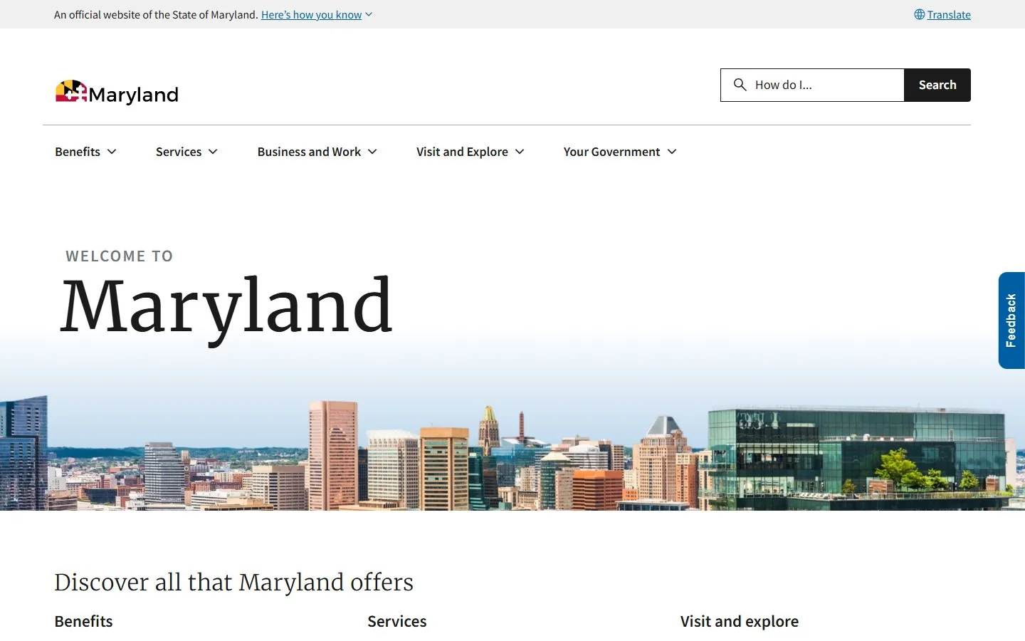 Maryland · Website screenshot