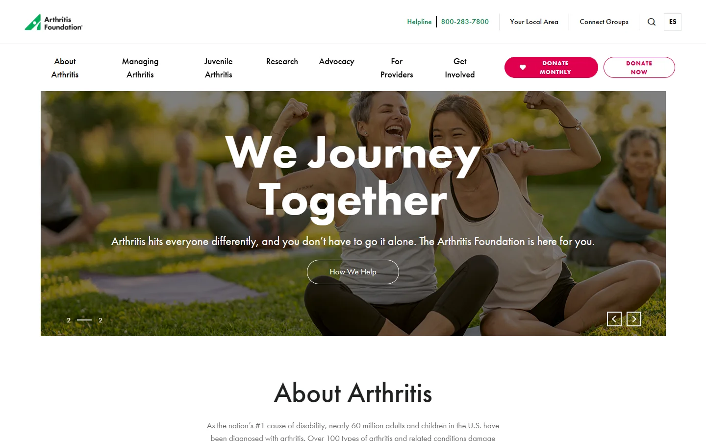 Arthritis Foundation · Website screenshot