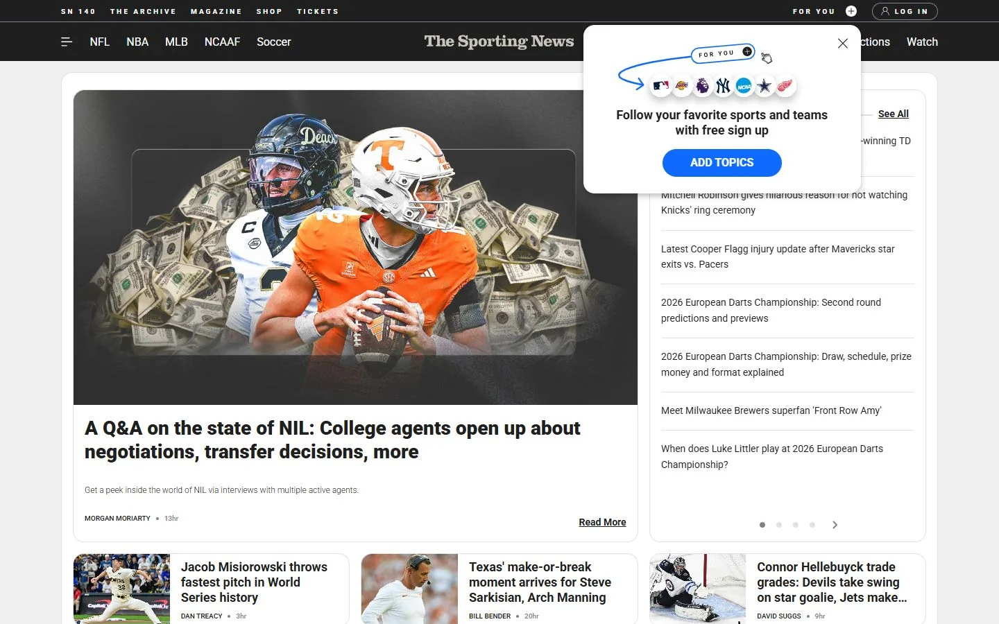 Sporting News · Website screenshot
