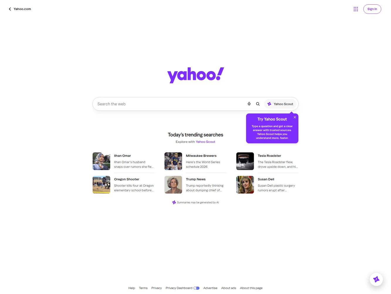 Yahoo Search · Website screenshot