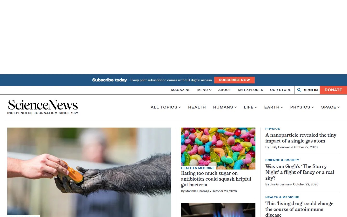 Science News · Website screenshot