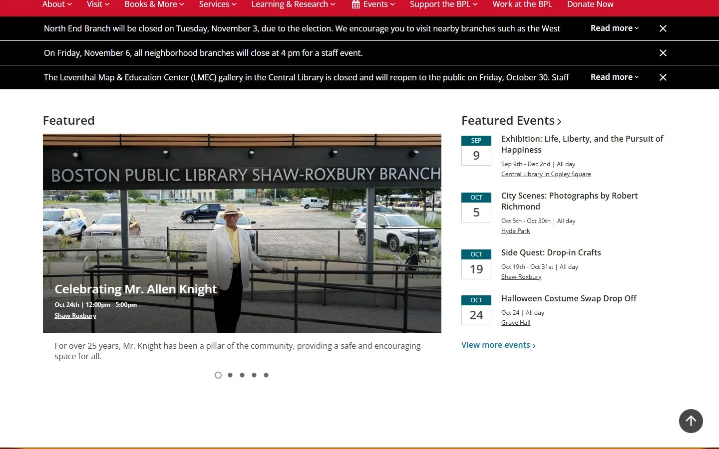 Boston Public Library · Website screenshot