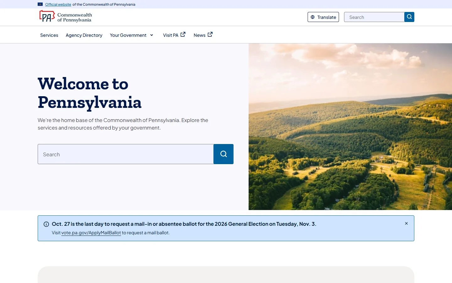 Pennsylvania · Website screenshot