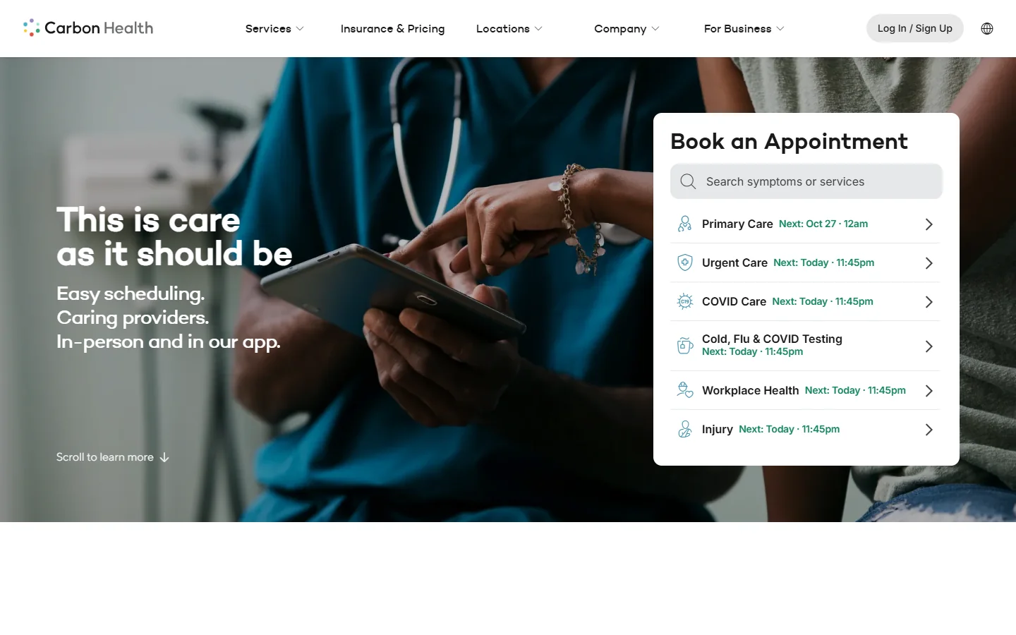 Carbon Health · Website screenshot