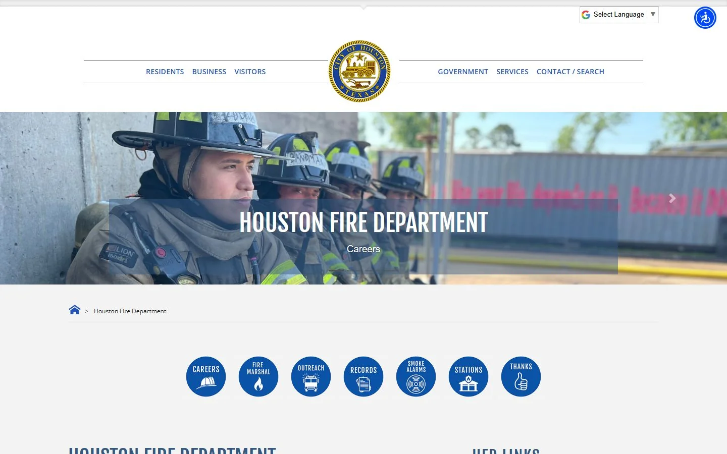 Houston Fire Department · Website screenshot