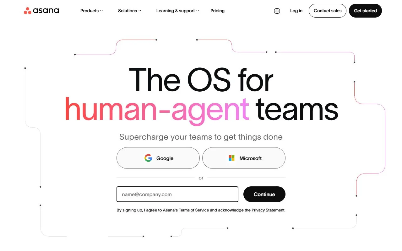 Asana — Official website screenshot