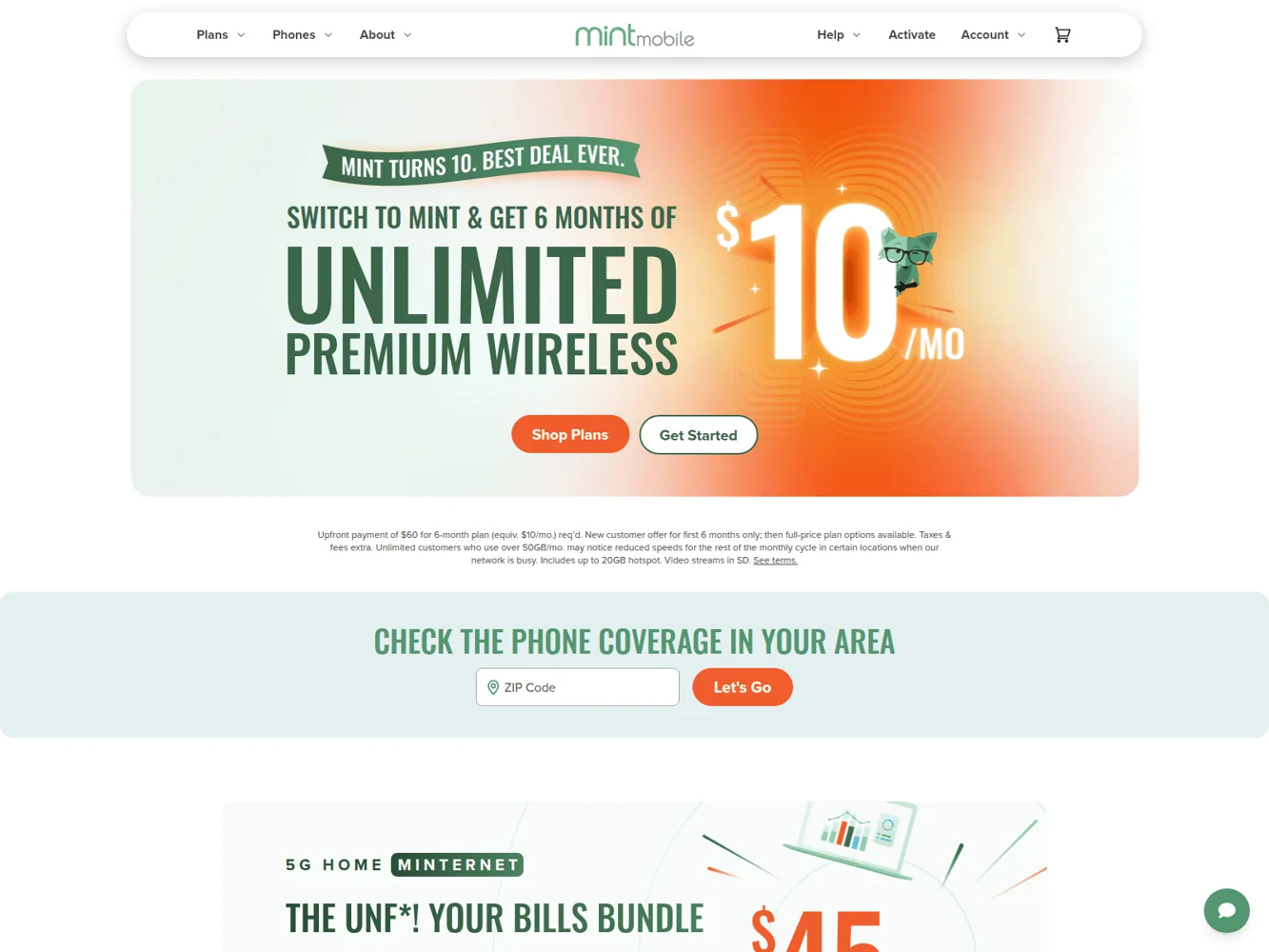 Mint Mobile · Website screenshot