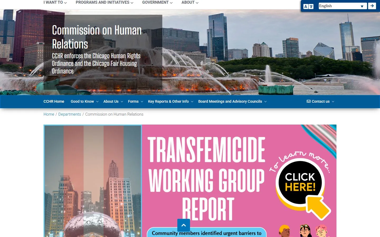 Chicago Commission on Human Relations · Website screenshot
